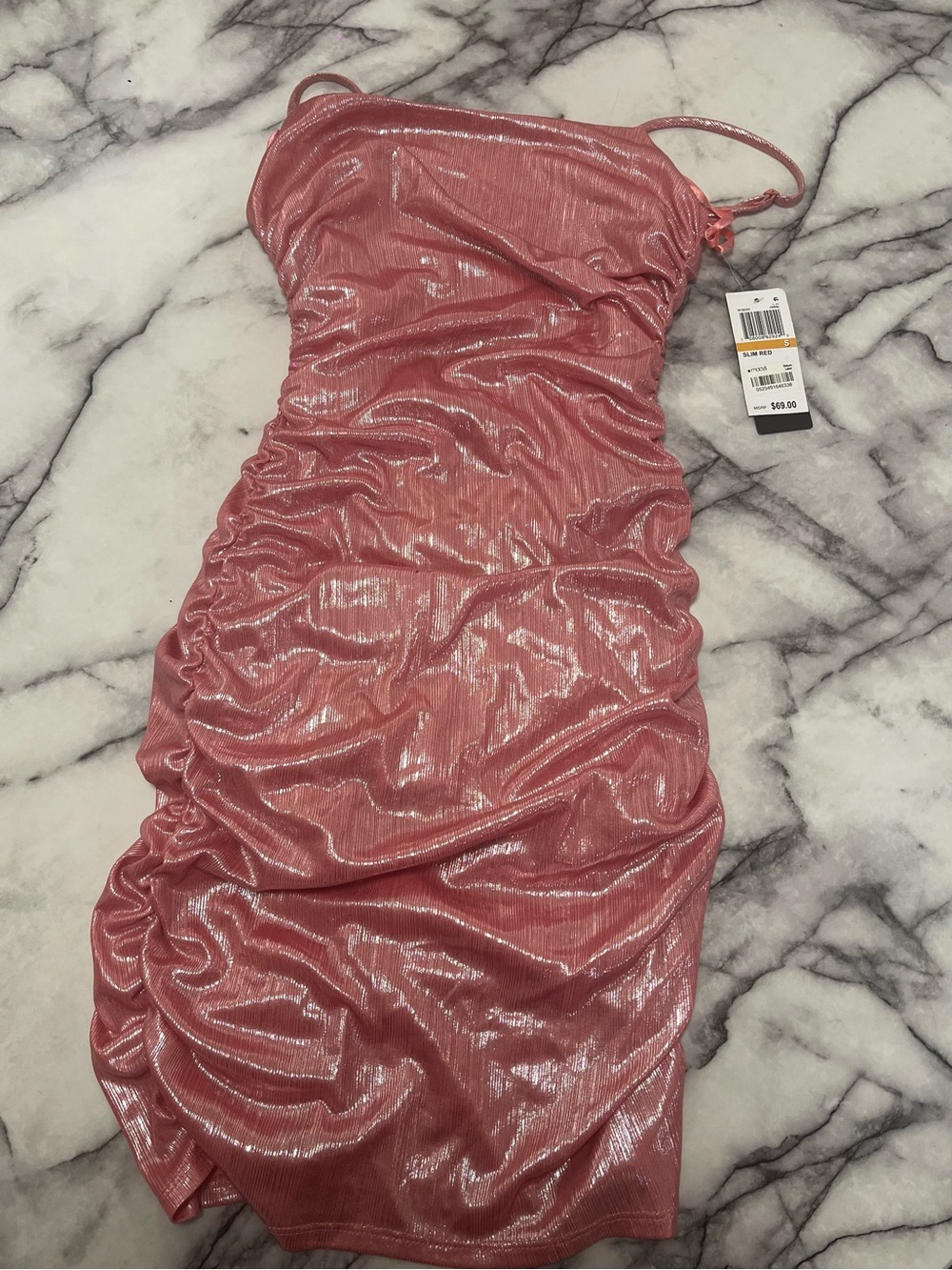 City Studio Pink Iridescent Ruched Bodycon Dress NWT Size Small